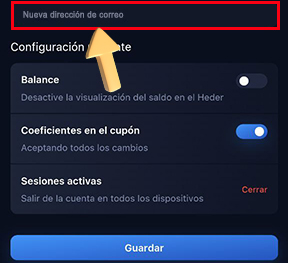 Introduzca una nueva dirección de correo electrónico