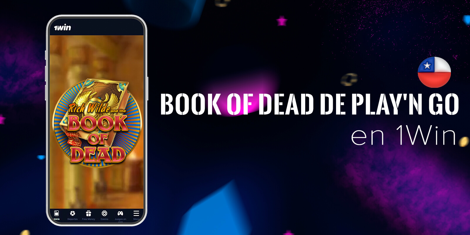 Tragamonedas Book of Dead de Play'n GO con temática egipcia, símbolos expansivos y tiradas gratis.