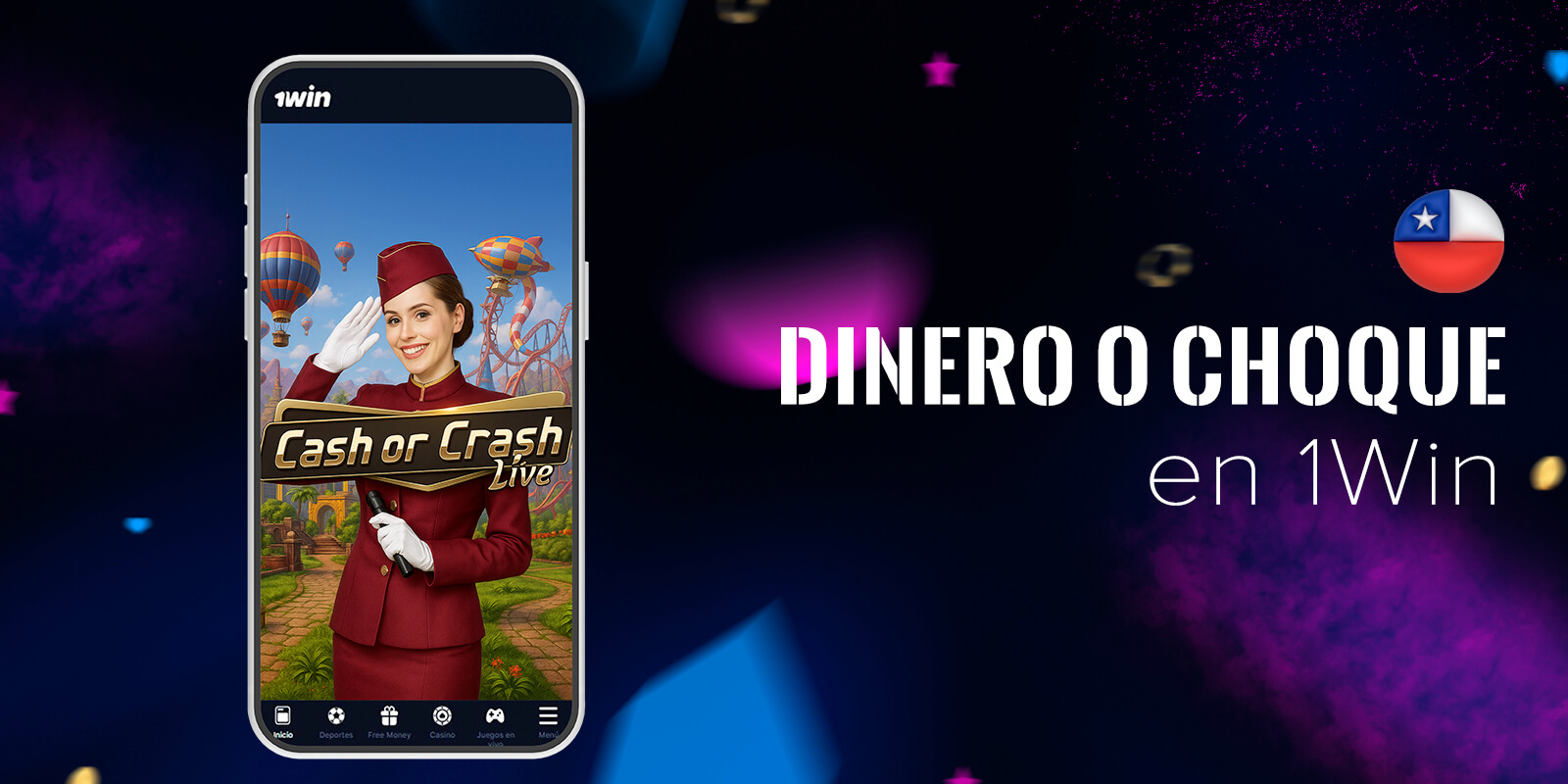 Dinero o Choque, juego de Evolution Gaming con multiplicadores hasta x50.000 y bolas de colores que determinan el juego.