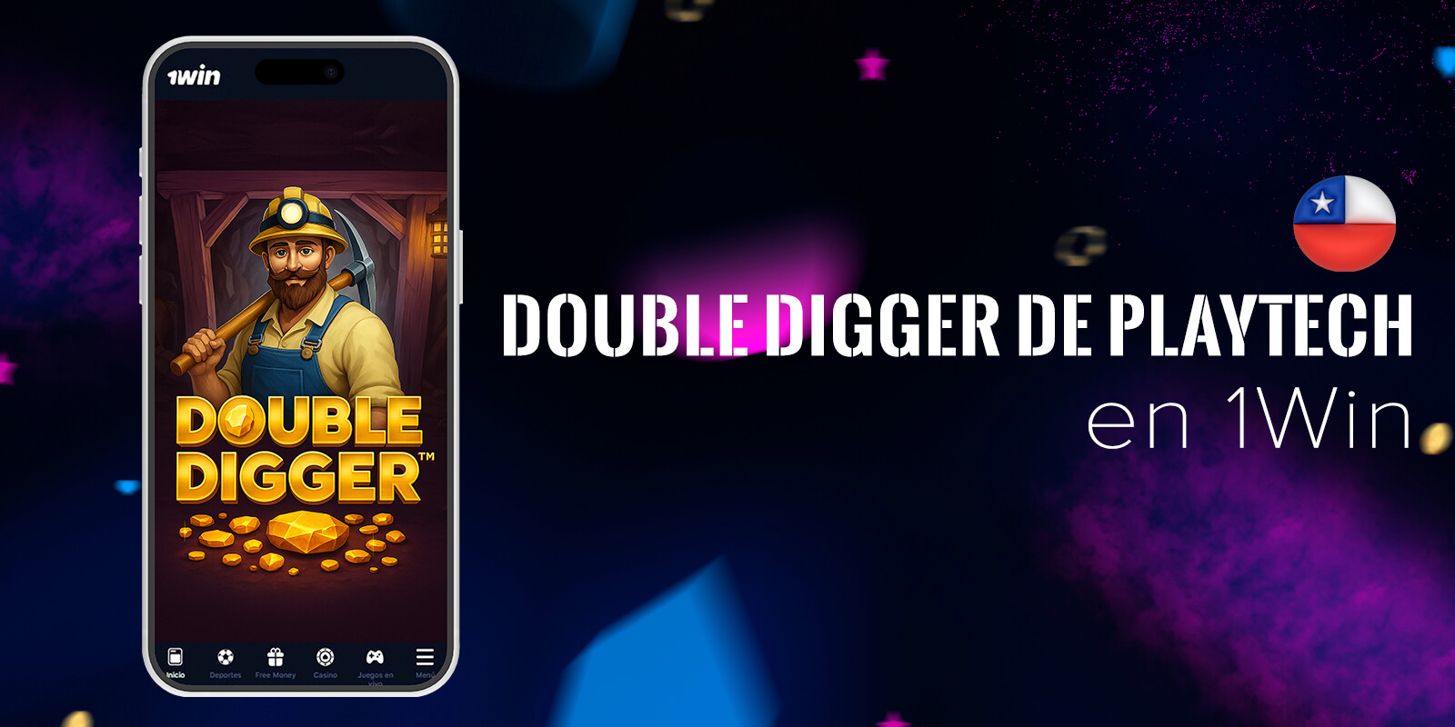 Tragamonedas Double Digger de Playtech con rodillos expansibles, multiplicadores Wild y tiradas gratis.